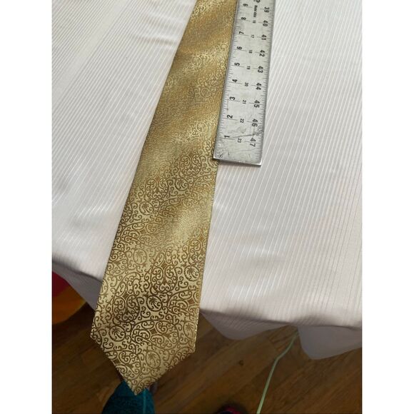 Tommy Bahama Gold Silk Paisley Palm Necktie Tie - Picture 5 of 6